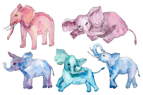 Baby Elephant for Baby Shower Cards Watercolor