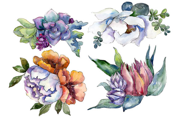 Bouquet of Flowers High Feelings Watercolor Illustrations