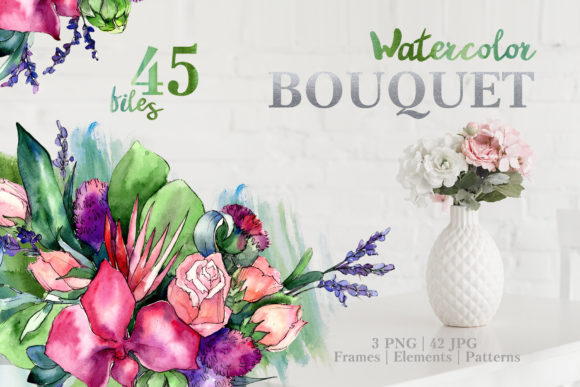 Bouquet of Magic Roses Watercolor