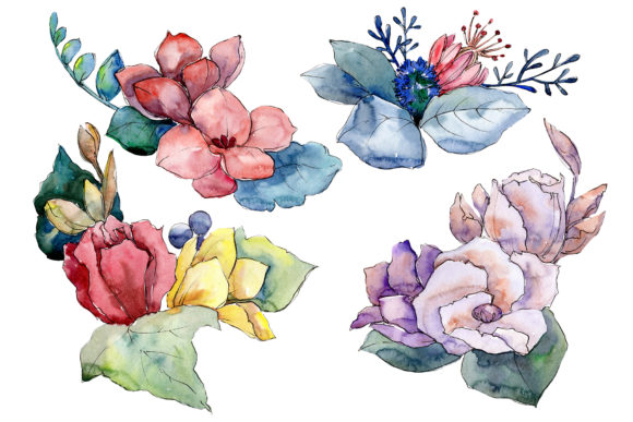 Bouquet Paint Summer Watercolor Illustrations
