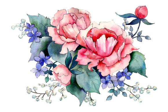 Bouquet Red Piercing Looks Watercolor