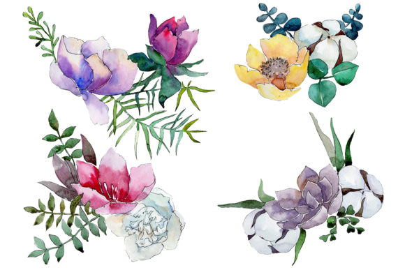 Bouquet Summer Nights Watercolor Illustrations