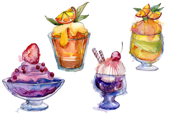 Dessert Watercolor Illustrations