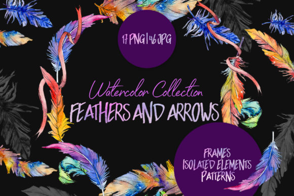 Feathers and Arrows Watercolor Illustrations