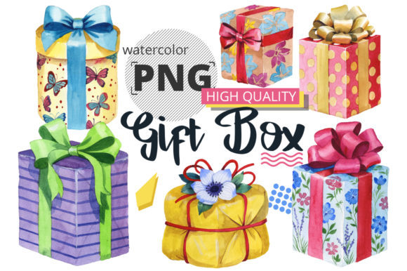 Gift Boxes Watercolor Set Illustrations