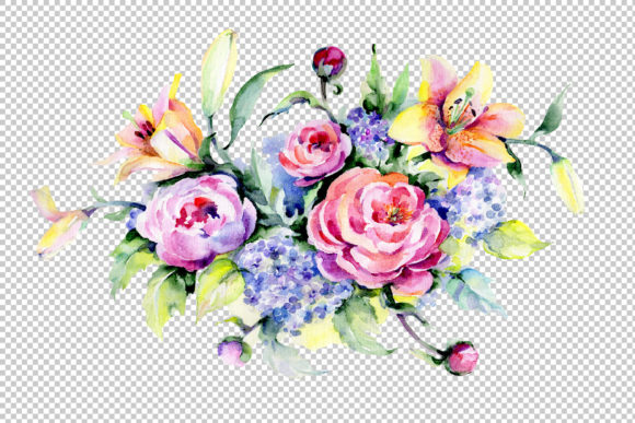 Holiday Bouquet Flowers Watercolor Set Illustrations