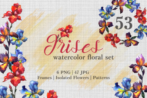 Irises Watercolor Illustrations