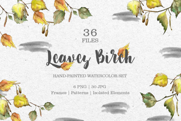 Leaves Birch Watercolor Illustrations