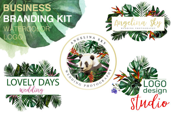 Logo in Tropical Style Watercolor Illustrations