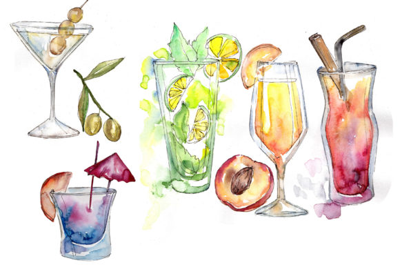Refreshing Cocktails Watercolor Set