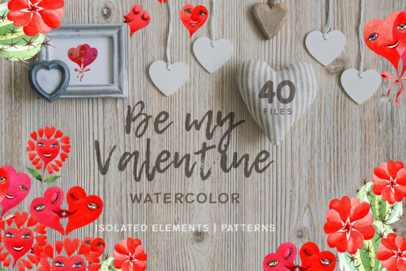 Valentine's, Hearts Watercolor Illustrations